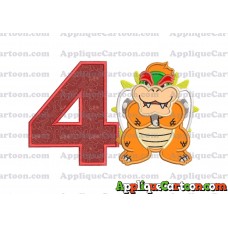 Bowser Super Mario Applique 01 Embroidery Design Birthday Number 4