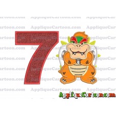 Bowser Super Mario Applique 01 Embroidery Design Birthday Number 7
