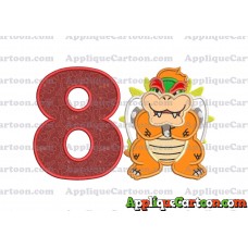 Bowser Super Mario Applique 01 Embroidery Design Birthday Number 8
