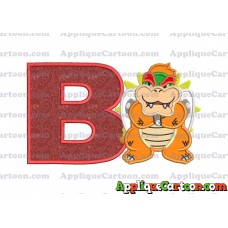 Bowser Super Mario Applique 01 Embroidery Design With Alphabet B