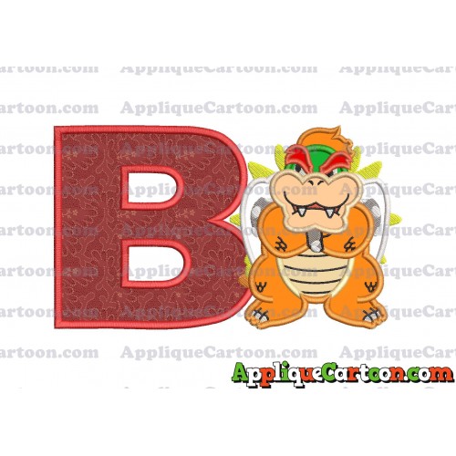 Bowser Super Mario Applique 01 Embroidery Design With Alphabet B