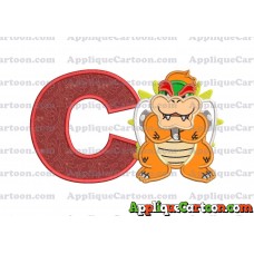 Bowser Super Mario Applique 01 Embroidery Design With Alphabet C