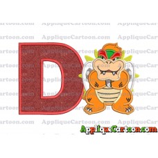 Bowser Super Mario Applique 01 Embroidery Design With Alphabet D