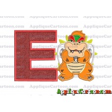 Bowser Super Mario Applique 01 Embroidery Design With Alphabet E