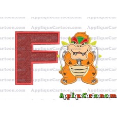 Bowser Super Mario Applique 01 Embroidery Design With Alphabet F