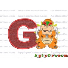Bowser Super Mario Applique 01 Embroidery Design With Alphabet G
