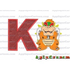Bowser Super Mario Applique 01 Embroidery Design With Alphabet K