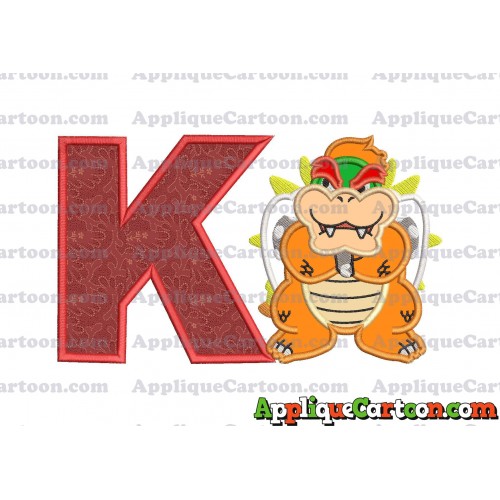 Bowser Super Mario Applique 01 Embroidery Design With Alphabet K