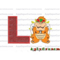 Bowser Super Mario Applique 01 Embroidery Design With Alphabet L