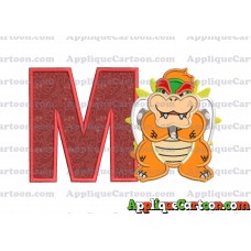 Bowser Super Mario Applique 01 Embroidery Design With Alphabet M