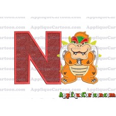 Bowser Super Mario Applique 01 Embroidery Design With Alphabet N