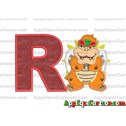 Bowser Super Mario Applique 01 Embroidery Design With Alphabet R