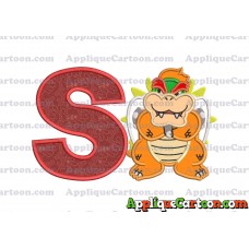Bowser Super Mario Applique 01 Embroidery Design With Alphabet S