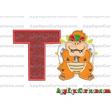 Bowser Super Mario Applique 01 Embroidery Design With Alphabet T