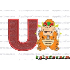 Bowser Super Mario Applique 01 Embroidery Design With Alphabet U