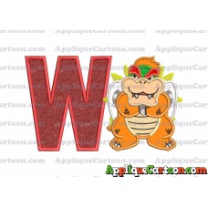 Bowser Super Mario Applique 01 Embroidery Design With Alphabet W