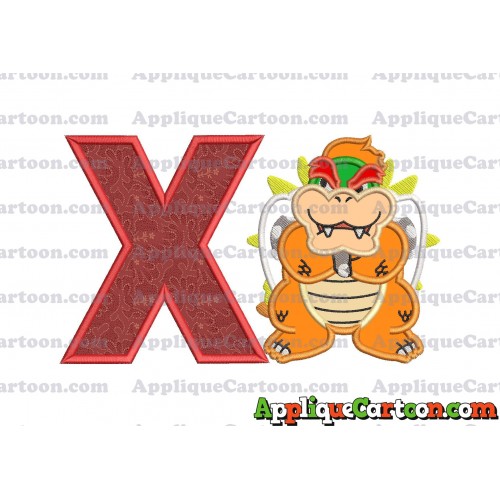 Bowser Super Mario Applique 01 Embroidery Design With Alphabet X