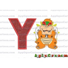 Bowser Super Mario Applique 01 Embroidery Design With Alphabet Y