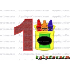 Box of Crayons Applique Embroidery Design Birthday Number 1
