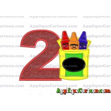 Box of Crayons Applique Embroidery Design Birthday Number 2