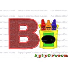 Box of Crayons Applique Embroidery Design With Alphabet B