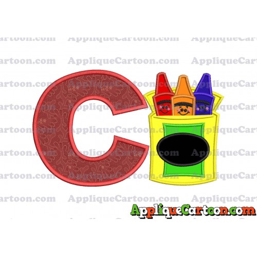 Box of Crayons Applique Embroidery Design With Alphabet C