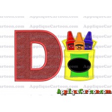 Box of Crayons Applique Embroidery Design With Alphabet D