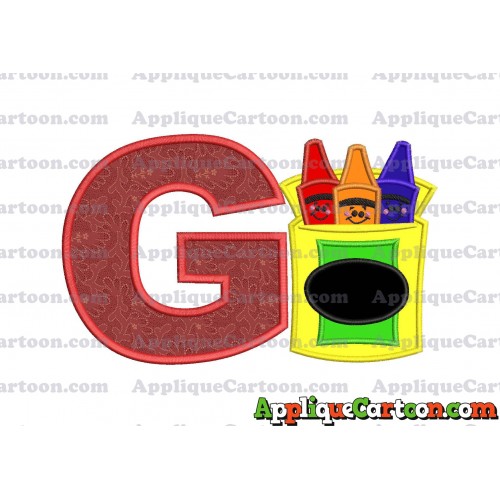 Box of Crayons Applique Embroidery Design With Alphabet G