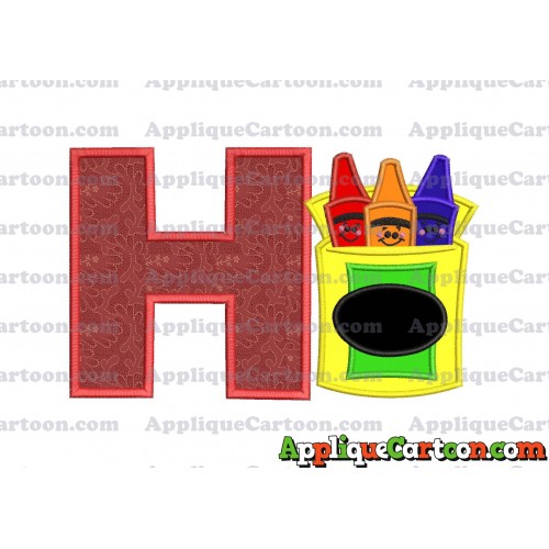 Box of Crayons Applique Embroidery Design With Alphabet H