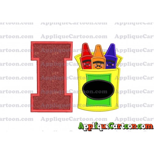 Box of Crayons Applique Embroidery Design With Alphabet I