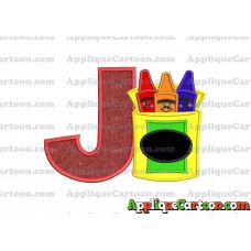 Box of Crayons Applique Embroidery Design With Alphabet J