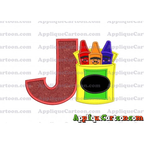 Box of Crayons Applique Embroidery Design With Alphabet J