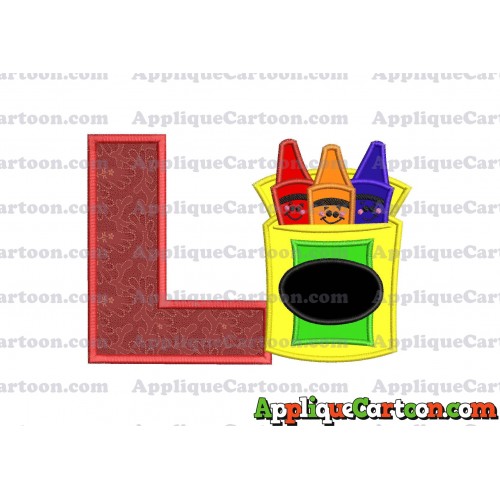 Box of Crayons Applique Embroidery Design With Alphabet L