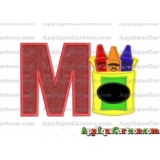 Box of Crayons Applique Embroidery Design With Alphabet M