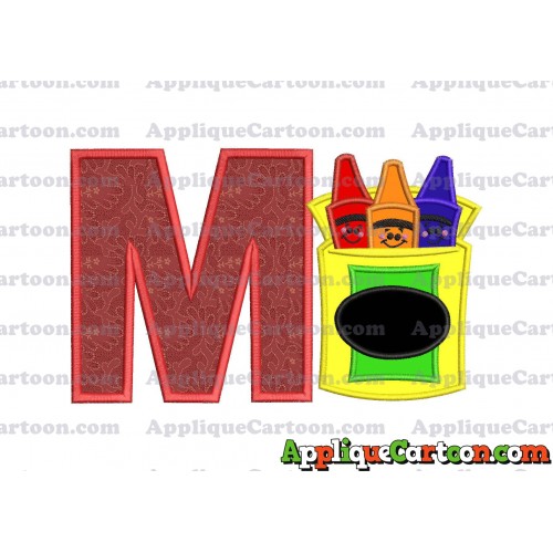 Box of Crayons Applique Embroidery Design With Alphabet M