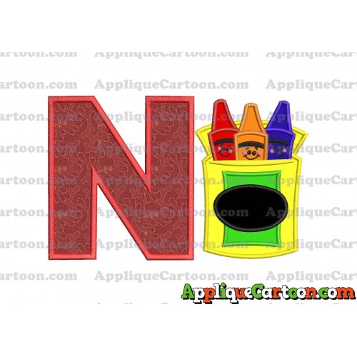 Box of Crayons Applique Embroidery Design With Alphabet N