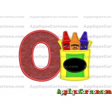 Box of Crayons Applique Embroidery Design With Alphabet O