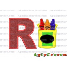Box of Crayons Applique Embroidery Design With Alphabet R