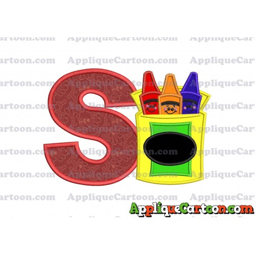 Box of Crayons Applique Embroidery Design With Alphabet S