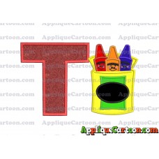 Box of Crayons Applique Embroidery Design With Alphabet T