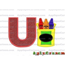 Box of Crayons Applique Embroidery Design With Alphabet U