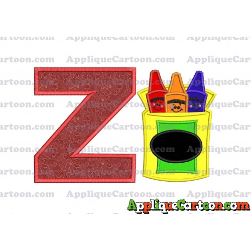 Box of Crayons Applique Embroidery Design With Alphabet Z