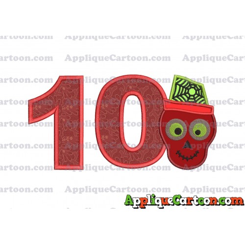 Boy Cute Skeleton Applique Embroidery Design Birthday Number 10