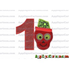Boy Cute Skeleton Applique Embroidery Design Birthday Number 1