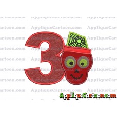 Boy Cute Skeleton Applique Embroidery Design Birthday Number 3