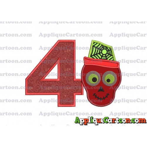 Boy Cute Skeleton Applique Embroidery Design Birthday Number 4