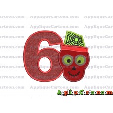 Boy Cute Skeleton Applique Embroidery Design Birthday Number 6