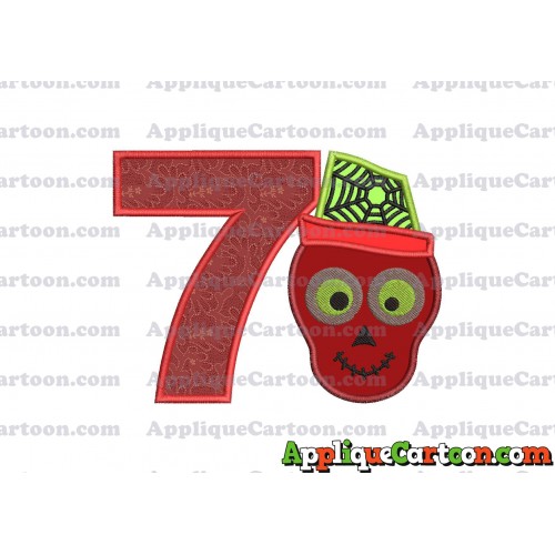 Boy Cute Skeleton Applique Embroidery Design Birthday Number 7