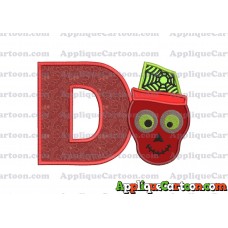 Boy Cute Skeleton Applique Embroidery Design With Alphabet D