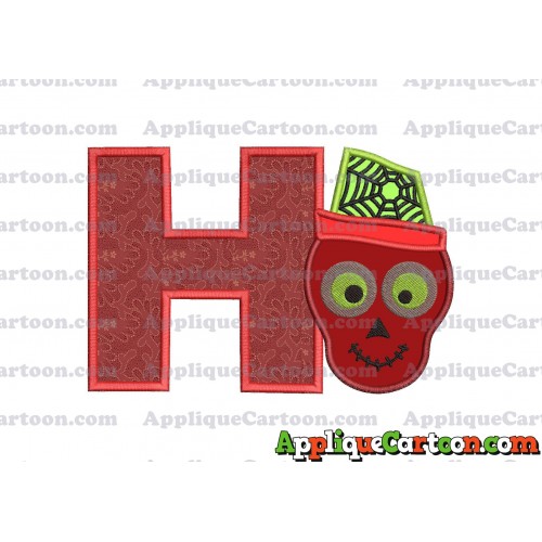Boy Cute Skeleton Applique Embroidery Design With Alphabet H